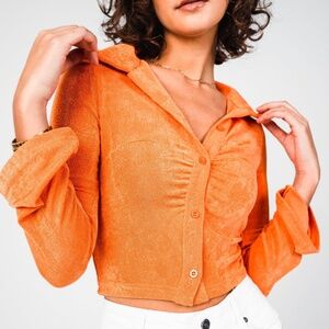 Orange Long Sleeve Crop Top